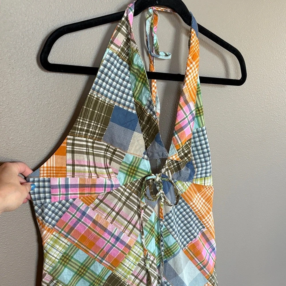 Danny Madras BDG Vibrant Patchwork Halter Dress Vintage Inspired 100% Cotton - Picture 6 of 14